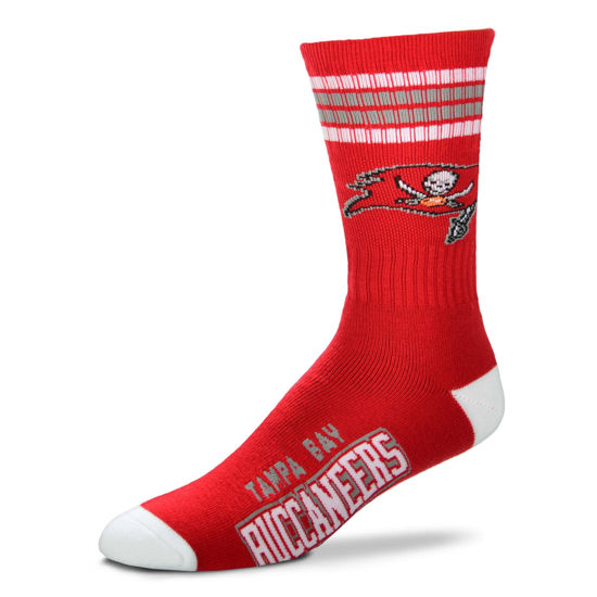 Picture of For Bare Feet NFL Youth 4 Stripe Deuce Crew Sock, Tampa Bay Buccaneers, One Size