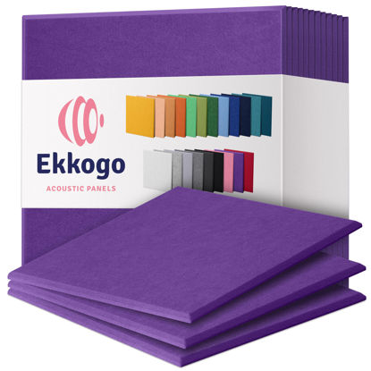 Picture of Ekkogo Acoustic Panels 12-Pack Soundproof Wall Panels 12''X12''X0.4'' Sound Panels High Density Sound Dampening Panels - [Midnight Purple Square]