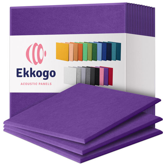 Picture of Ekkogo Acoustic Panels 12-Pack Soundproof Wall Panels 12''X12''X0.4'' Sound Panels High Density Sound Dampening Panels - [Midnight Purple Square]