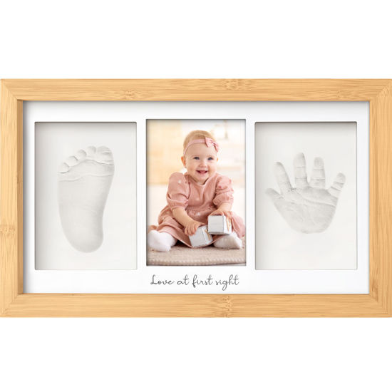 Picture of Baby Hand and Footprint Kit - Baby Footprint Kit, Newborn Keepsake Frame, Baby Handprint Kit, Personalized Baby Gifts, Nursery Decor, Baby Shower Gifts for Girls Boys (Bamboo)
