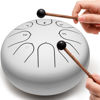 Picture of Lronbird Alloy Steel Tongue Drum 6 Inch 8 Notes Hand Drums with Bag Sticks Music Book, Sound Healing Instruments for Musical Education Entertainment Meditation Yoga Zen Gifts (White)