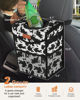 Picture of Pritent Car Trash Can with Lid, Cute Leakproof Car Trash Garbage Bag Hanging Vehicle Trash Bin Small Portable Automotive Garbage Cans Organizer for Back/Front Seat/Console(Trapezoid,Cow Print)