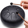 Picture of Lronbird Alloy Steel Tongue Drum 6 Inch 8 Notes Hand Drums with Bag Sticks Music Book, Sound Healing Instruments for Musical Education Entertainment Meditation Yoga Zen Gifts (Obsidian)