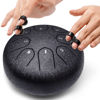 Picture of Lronbird Alloy Steel Tongue Drum 6 Inch 8 Notes Hand Drums with Bag Sticks Music Book, Sound Healing Instruments for Musical Education Entertainment Meditation Yoga Zen Gifts (Obsidian)
