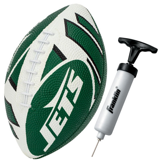 Picture of Franklin Sports NFL New York Jets Football - Youth Football - Mini 8.5" Rubber Football - Perfect for Kids - Team Logos and Colors!