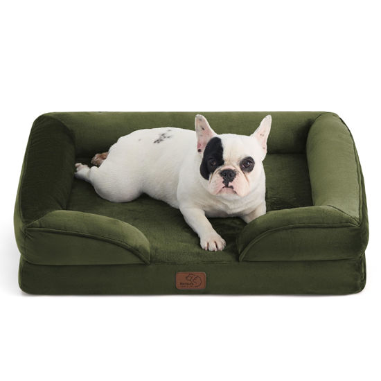 Picture of Bedsure Orthopedic Dog Bed for Medium Dogs - Waterproof Dog Sofa Beds Medium, Supportive Foam Pet Couch Bed with Removable Washable Cover, Waterproof Lining and Nonskid Bottom, Winter Moss