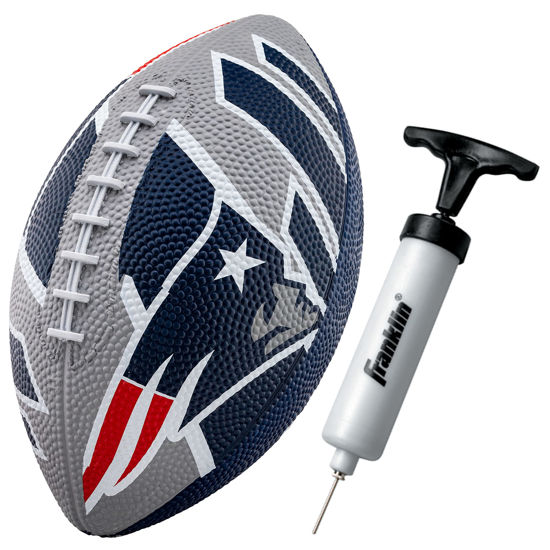 Picture of Franklin Sports NFL New England Patriots Football - Youth Football - Mini 8.5" Rubber Football - Perfect for Kids - Team Logos and Colors!