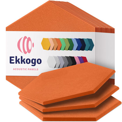 Picture of Ekkogo Acoustic Panels 12-Pack Soundproof Wall Panels 14''X13''X0.4'' Sound Panels High Density Sound Dampening Panels - [Poppy Orange Hexagon]