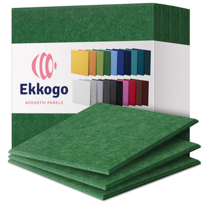 Picture of Ekkogo Acoustic Panels 12-Pack Soundproof Wall Panels 12"X12"X0.4" Sound Panels High Density Sound Dampening Panels - [Dark Green Square]