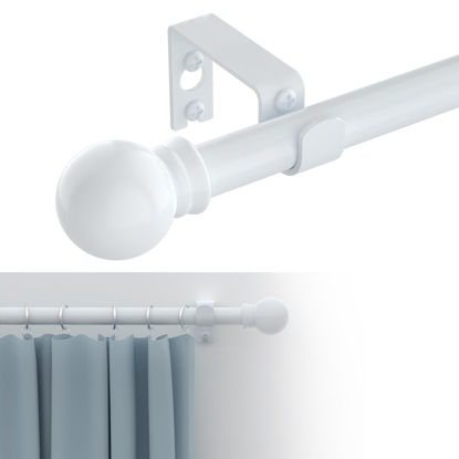 Picture of GXOACKJ Curtain Rods for windows 48 to 84-93 inch,5/8 inch Decorative Curtain Rod Set, White Splicing Heavy Duty Metal Curtain Rod with Brackets