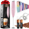 Picture of Zulay Kitchen Milk Frother Wand (2 Duracell Batteries Included) - Handheld Milk Frother - Easy-Clean Milk Frother Wand & Drink Mixer - Electric Coffee Frother for Frappe, Matcha - Cotton Candy Pink