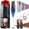 Picture of Zulay Kitchen Milk Frother Wand (2 Duracell Batteries Included), Handheld Milk Frother - Easy-Clean Milk Frother & Drink Mixer - Electric Coffee Frother for Frappe, Matcha - Black/Dark Blue/Teal Blend