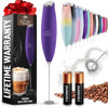 Picture of Zulay Kitchen Milk Frother Wand (2 Duracell Batteries Included) - Handheld Milk Frother - Easy-Clean Milk Frother Wand & Drink Mixer - Electric Coffee Frother for Frappe, Matcha - Deep Purple