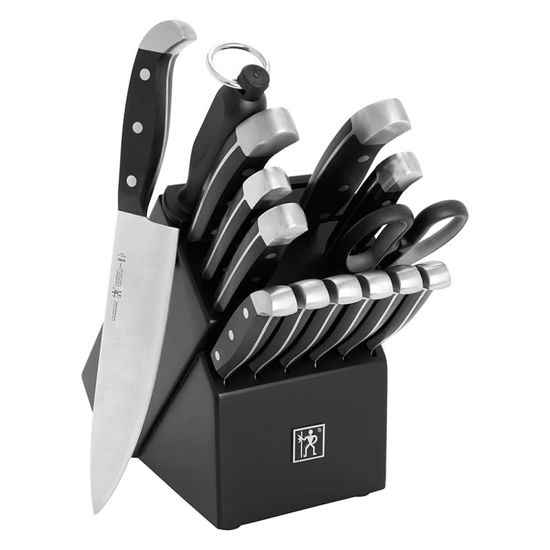 Picture of Henckels Statement 15-pc Kitchen Knife Set with Block, Chef Knife, Steak Knife set, Kitchen Knife Sharpener, Black, Stainless Steel