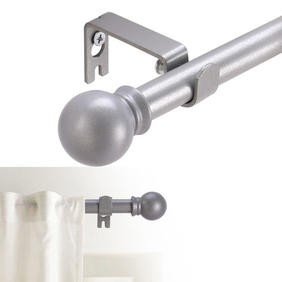 Picture of GXOACKJ Curtain Rods for windows 28 to 78 inch,5/8 inch Decorative Curtain Rod Set,Nickel Splicing Heavy Duty Metal Curtain Rod with Brackets