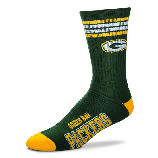 Picture of For Bare Feet NFL 4 Stripe Deuce Crew Sock, Green Bay Packers, Large