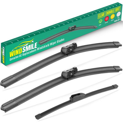 Picture of 26" 18" 13" Windshield Wiper Blades Replacement for Alfa Romeo Stelvio 2018 2019 2020 2021 2022 2023 Premium All Weather Front Rear Wipers Set - OEM Quality (Pack of 3)