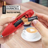 Picture of Zulay Kitchen Milk Frother Wand Drink Mixer with AA Duracell Batteries- Durable Handheld Milk Frother Electric Whisk - Easy-Clean Milk Frother Wand & Mini Blender - Electric Coffee Frother - Red