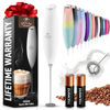 Picture of Zulay Kitchen Milk Frother Wand Drink Mixer with AA Duracell Batteries- Durable Handheld Milk Frother Electric Whisk - Easy-Clean Milk Frother Wand & Mini Blender - Electric Coffee Frother - White