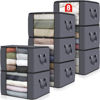 Picture of Fab totes 8 Pack Clothes Storage, Foldable Thick Fabric Blanket Storage Bags, Storage Containers for Organizing Bedroom, Closet, Clothing, Comforter, Organization and Storage with Handle,Grey