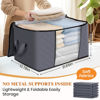 Picture of Fab totes 8 Pack Clothes Storage, Foldable Thick Fabric Blanket Storage Bags, Storage Containers for Organizing Bedroom, Closet, Clothing, Comforter, Organization and Storage with Handle,Grey