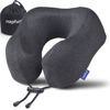 Picture of napfun Travel Pillow, Travel Accessories & Travel Essentials for Airplane Upgraded 100% Pure Memory Foam Travel Neck Pillow for Flight Headrest Sleep, Portable Plane Necessities, Full Black