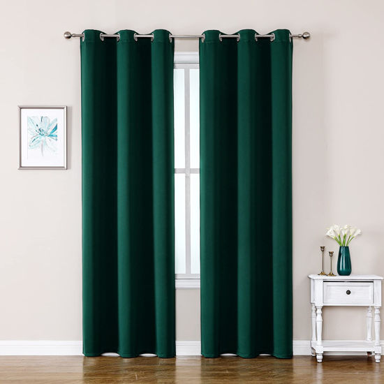 Picture of ChrisDowa Blackout Curtains 78 inches Long for Bedroom - 2 Panels Set Grommet Thermal Insulated Room Darkening Curtains for Living Room (Forest Green, 42 x 78 Inch)
