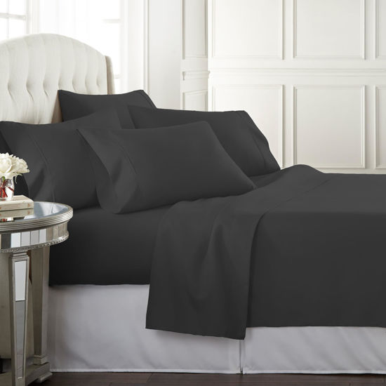 Picture of Danjor Linens Full Size Sheets Set - 6 Piece Set Including 4 Pillowcases- Deep Pockets - Breathable, Soft Bed Sheets - Wrinkle Free - Machine Washable - Black Bed Sheets - 6 pc