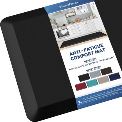 Picture of KitchenClouds Kitchen Mat Cushioned Anti Fatigue Kitchen Rug 0.8inch Waterproof Non Slip Kitchen Rugs and Mats Standing Desk Mat Comfort Floor Mats for Kitchen Sink Office (17.3"x60",Black)