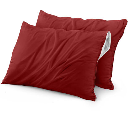 Picture of Utopia Bedding Waterproof Zippered Pillow Encasement (2 Pack) King Red - Bed Bug Proof Pillow Encasement 20 x 38 Inches