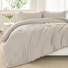 Picture of Litanika Linen Grey Comforter Set Full Size, 3 Pieces Lightweight Solid Bedding Comforter Set, All Season Fluffy Bed Set (79x90In Comforter & 2 Pillowcases)