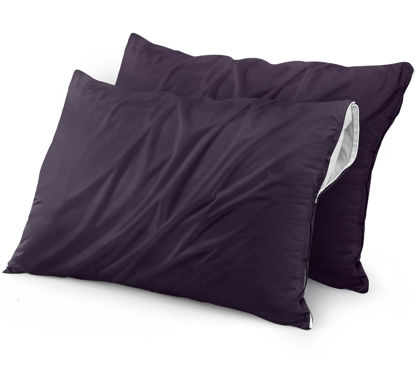 Picture of Utopia Bedding Waterproof Zippered Pillow Encasement (2 Pack) King Purple - Bed Bug Proof Pillow Encasement 20 x 38 Inches