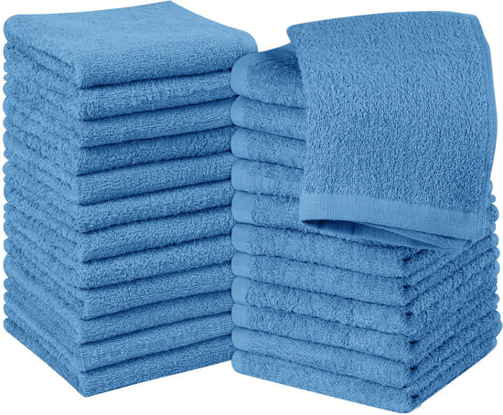 Picture of Utopia Towels 24 Pack Cotton Washcloths Set - 100% Ring Spun Cotton, Premium Quality Flannel Face Cloths, Highly Absorbent and Soft Feel Fingertip Towels (Electric Blue)