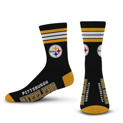 Picture of For Bare Feet NFL 4 Stripe Deuce Crew Sock, Pittsburgh Steelers, Large