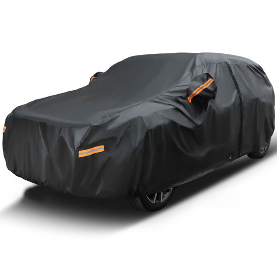 Picture of EzyShade 10-Layer SUV Car Cover Waterproof All Weather. See Vehicle Size-Chart for Accurate Fit. Outdoor Full Exterior Covers for Automobiles Heavy Duty Jeep Rav4 CRV. Black, Size S4 (See Size Chart)