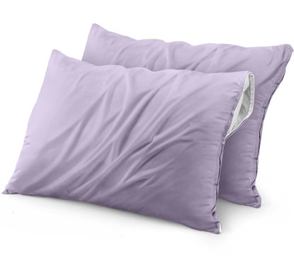 Picture of Utopia Bedding Waterproof Pillow Protector Zippered (2 Pack) Standard Lavender - Bed Bug Proof Pillow Encasement 20 x 26 Inches