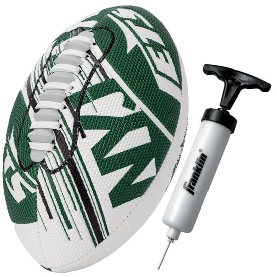 Picture of Franklin Sports NFL New York Jets Football - Youth Mini Football - 8.5" Football- SPACELACE Easy Grip Texture- Perfect for Kids !