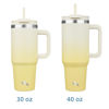 Picture of Konokyo 40 oz Tumbler with Handle and 2 Straws,2 in 1 Lid Insulated Water Bottle Stainless Steel Travel Coffee Mug,Lemon