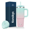 Picture of Konokyo 30 oz Tumbler with Handle and 2 Straws,2 in 1 Lid Insulated Water Bottle Stainless Steel Travel Coffee Mug,Gum