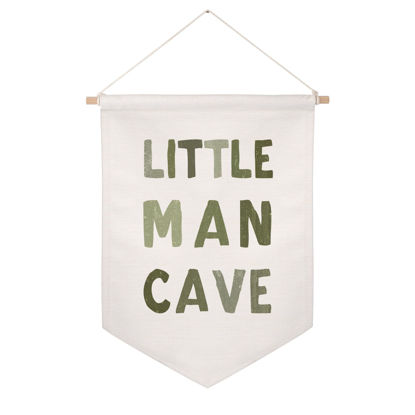 Picture of Little Man Cave Pennant Flag Wall Art Banner, Kids Room Decor, Nursery Wall Decor, Little Man Cave Sign, Hanging Canvas Banner, Baby Boy Wall Art, Kids Wall Art, Boys Room Decor, Boy Nursery Decor