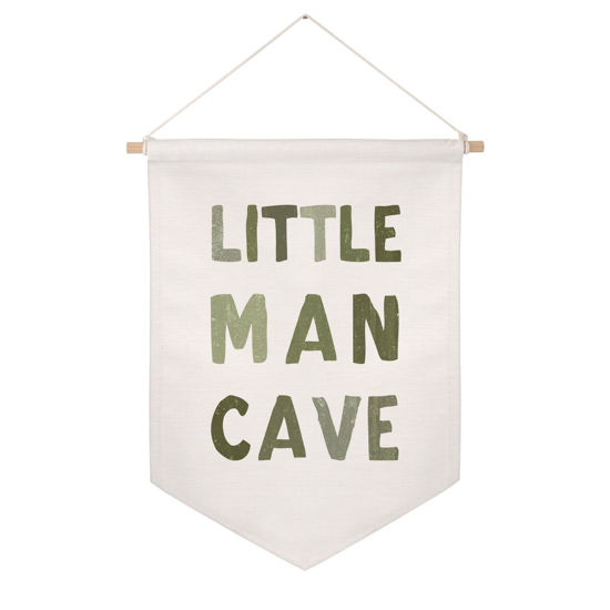 Picture of Little Man Cave Pennant Flag Wall Art Banner, Kids Room Decor, Nursery Wall Decor, Little Man Cave Sign, Hanging Canvas Banner, Baby Boy Wall Art, Kids Wall Art, Boys Room Decor, Boy Nursery Decor