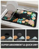 Picture of AMOAMI-Coffee Mat Hide Stain Rubber Backed Absorbent Dish Drying Mat for Kitchen Counter-Coffee Bar Accessories Fit Under Coffee Maker Coffee Machine Espresso Machine Dish Rack Floral BLACK 12X19