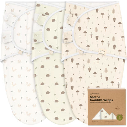 Picture of 3-Pack Organic Baby Swaddle Sleep Sacks - Newborn Swaddle Sack, Ergonomic Baby Swaddles 0-3 Months, Swaddles for Newborns,Baby Sleep Sack,Baby Swaddle Blanket Wrap,Baby Essentials (Nibbles/Bruce)