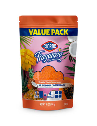 Picture of Clorox Fraganzia Air Freshener Crystal Beads Refill Pouch in Hawaiian Escape Room Air Freshener for Home or Car Air Freshener Refill Value Pack, 30 Ounces (Pack of 1)
