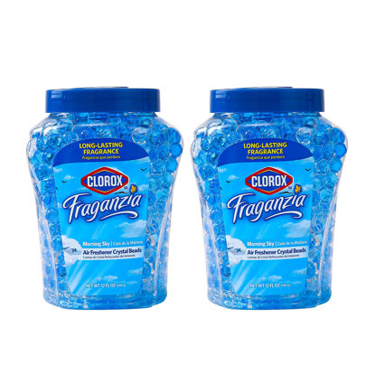 Picture of Clorox Fraganzia Crystal Beads Air Freshener Value Pack Long-Lasting Air Freshener Beads Gel Beads Air Freshener in Morning Sky Scent for Home,Bathroom,or Car 12 oz Twin Pack(Pack of 1,2 Count)
