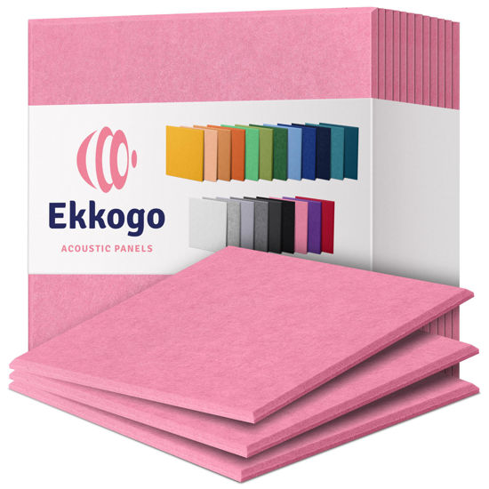 Picture of Ekkogo Acoustic Panels 12-Pack Soundproof Wall Panels 12''X12''X0.4'' Sound Panels High Density Sound Dampening Panels - [Chic Pink Square]