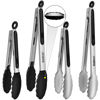 Picture of 4 Pack Tongs For Cooking, Heat Resistant 600 Degrees 9",12" Stainless Steel Locking Metal Tongs & 9",12" Kitchen Tongs with Silicone Tips, Non-Slip Food Silicone Tongs, Heavy Duty, Non-Stick