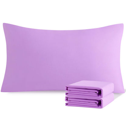 Picture of NTBAY King Pillowcase Set - 2 Pack Brushed Microfiber 20x36 Pillowcases - Soft, Wrinkle-Free, Fade-Resistant, Stain-Resistant, Light Purple Pillowcases with Envelope Closure - 20x36 Inches