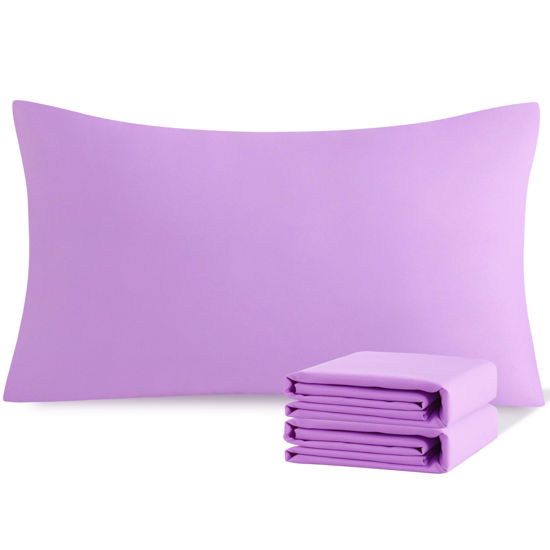 Picture of NTBAY King Pillowcase Set - 2 Pack Brushed Microfiber 20x36 Pillowcases - Soft, Wrinkle-Free, Fade-Resistant, Stain-Resistant, Light Purple Pillowcases with Envelope Closure - 20x36 Inches