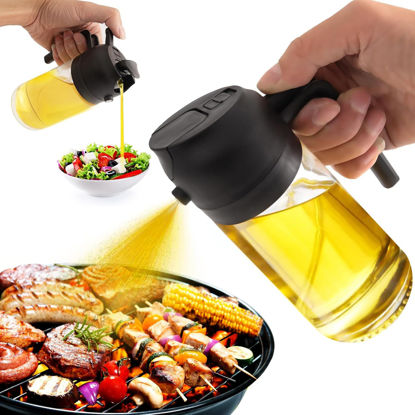 Picture of mqnxoi 2 in 1 Glass Oil Sprayer & Dispenser, 470ml Glass Olive Oil Sprayer,Cooking Oil Sprayer,Salad,16oz Oil Sprayer for Oil Bottle - Kitchen Gadgets